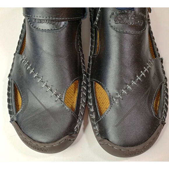 Men’s Leather Fisherman Sandals Closed Toe Walking Summer Shoes Black S 45 main image 8